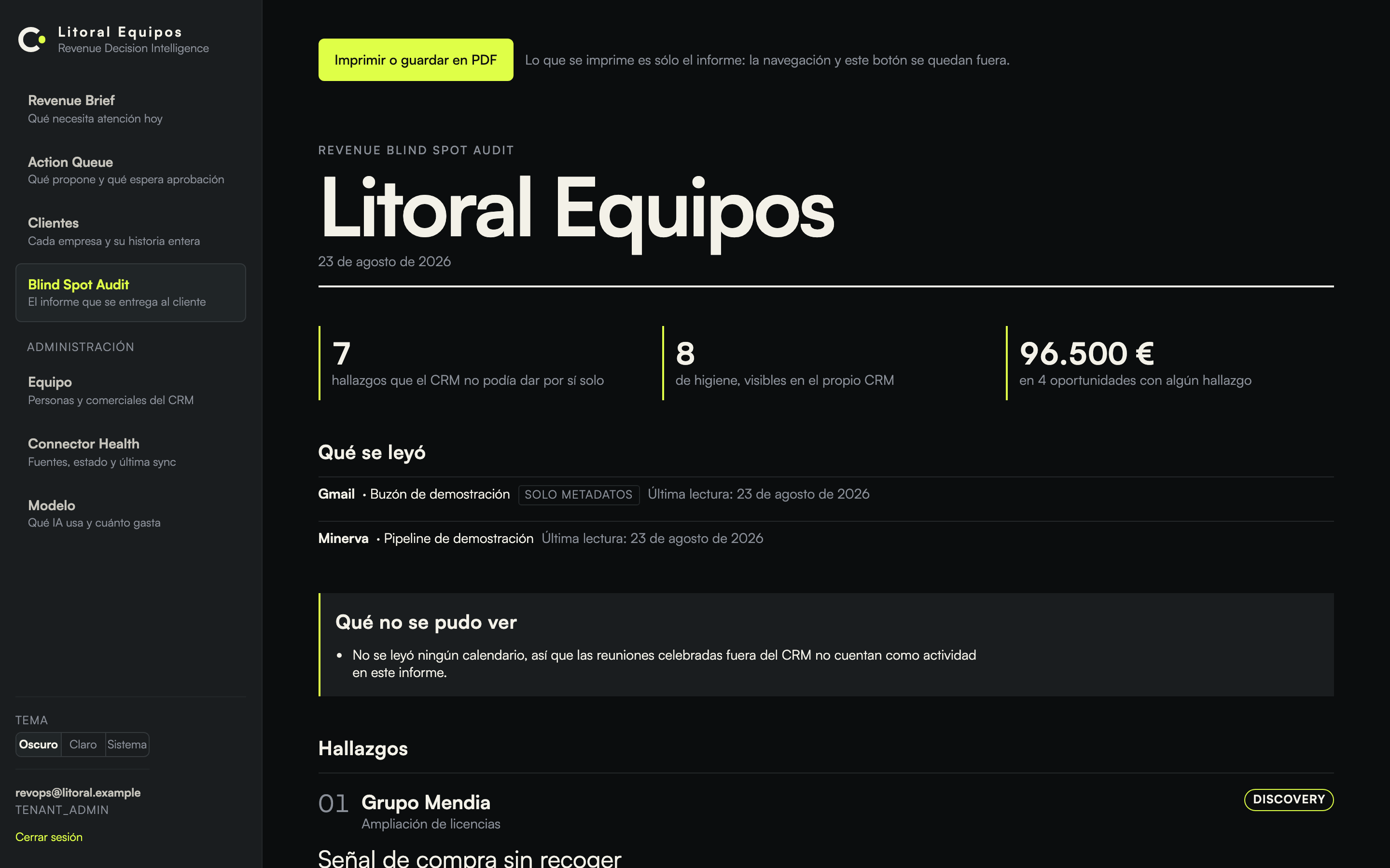El informe que se entrega