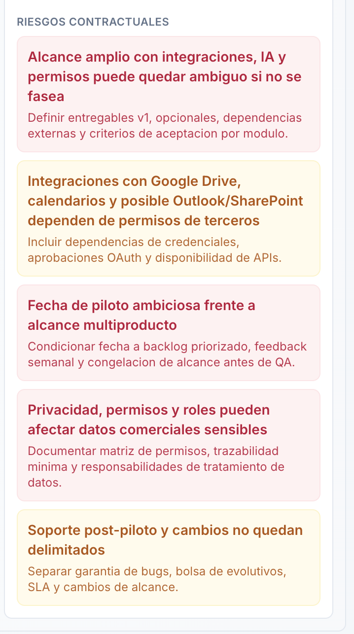 Riesgos contractuales detectados automáticamente